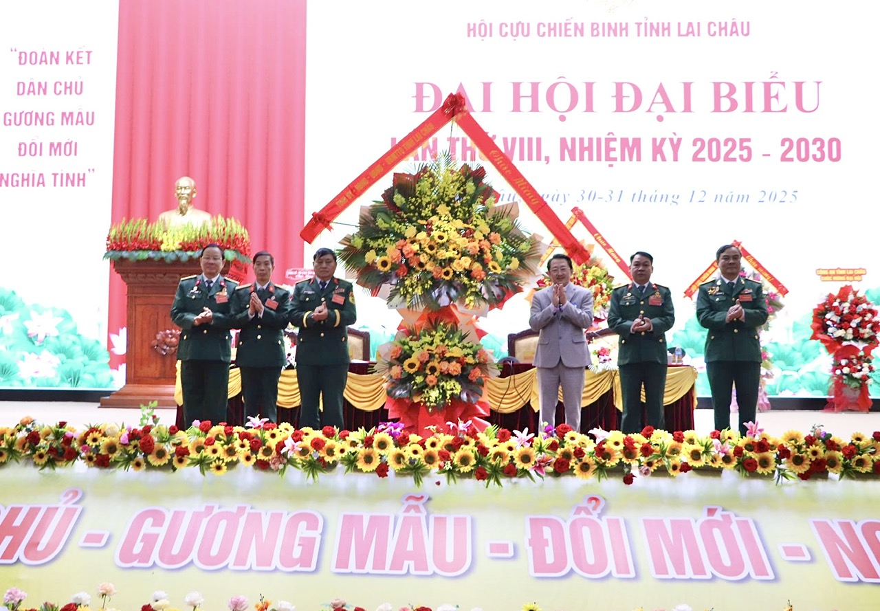 Đại hội Đại biểu Hội Cựu chiến binh tỉnh Lai Châu lần thứ VIII, nhiệm kỳ 2025 - 2030 thành công tốt đẹp