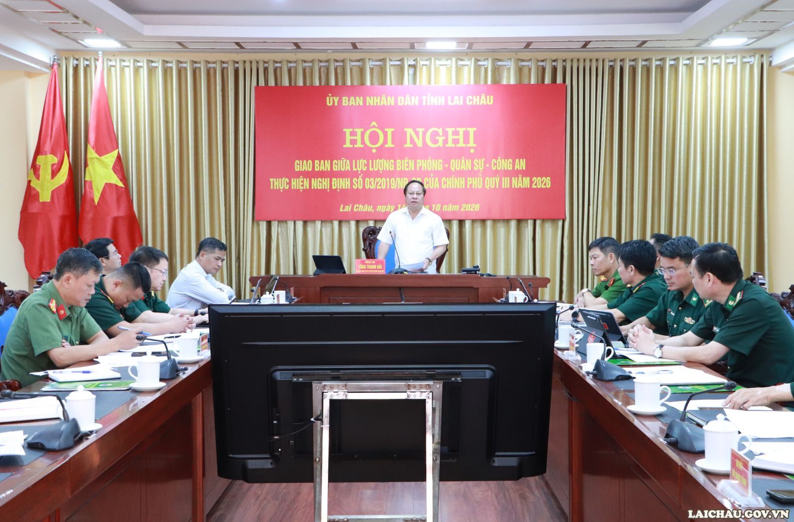 Lai Châu: Giao ban giữa lực lượng Biên phòng - Quân sự - Công an thực hiện Nghị định số 03/2019/NĐ-CP của Chính phủ quý III năm 2026