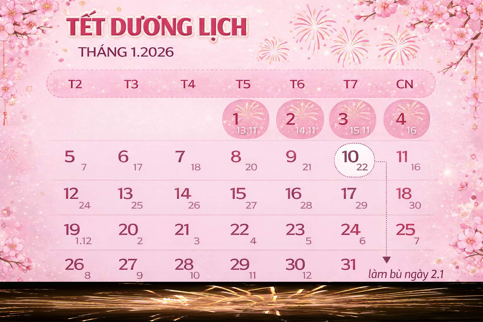 Lai Châu: Tết Dương lịch năm 2026, công chức, viên chức được nghỉ 04 ngày liên tục