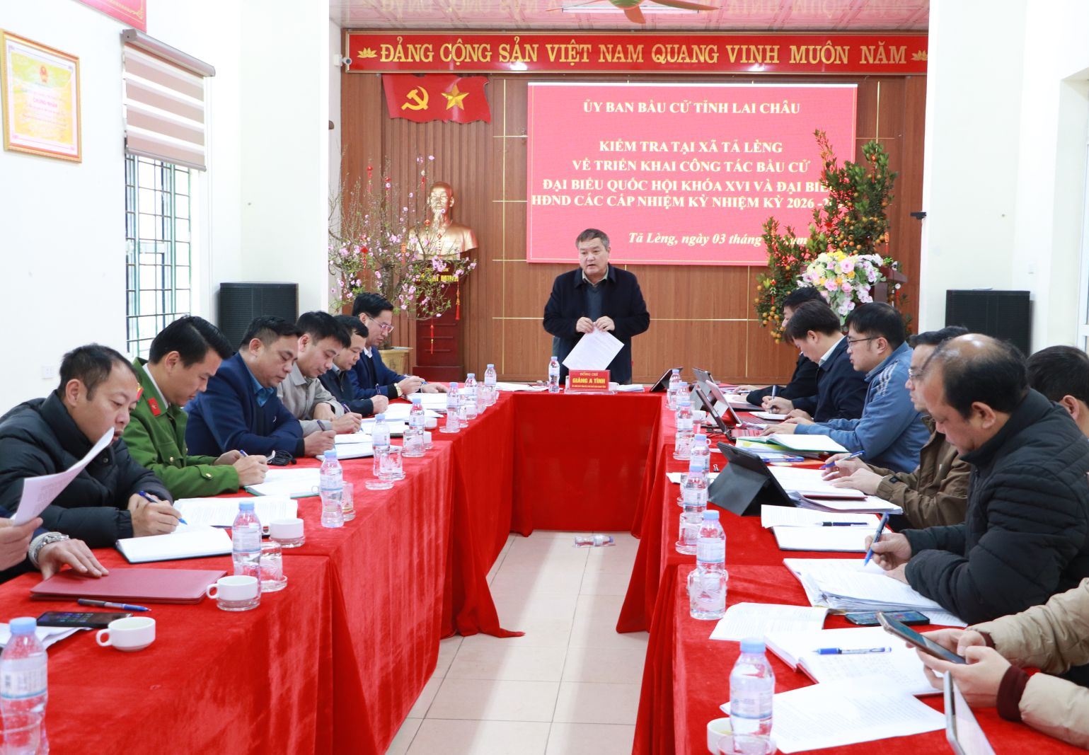 Phó Chủ tịch UBND tỉnh Giàng A Tính kiểm tra công tác triển khai bầu cử Đại biểu Quốc hội khóa XVI và đại biểu HĐND các cấp nhiệm kỳ 2026 - 2031 tại xã Tả Lèng, Bình Lư